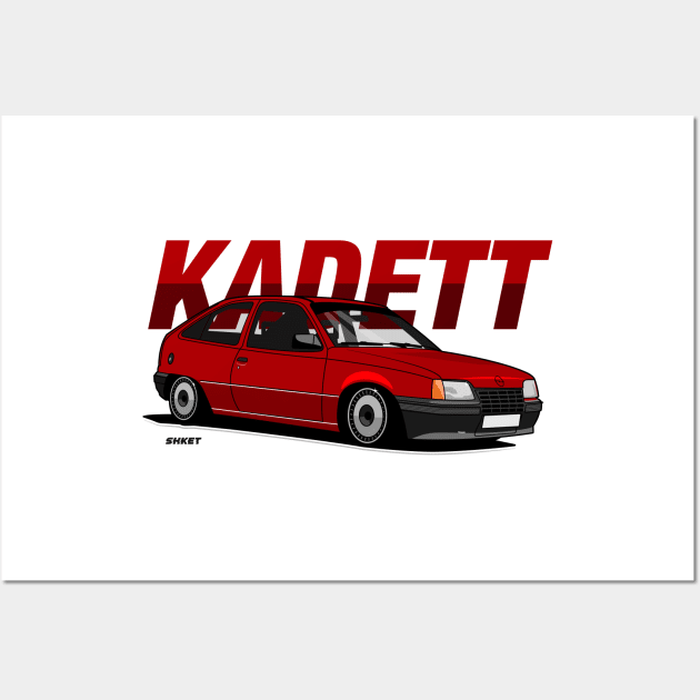 Red classic Kadett E Wall Art by shketdesign